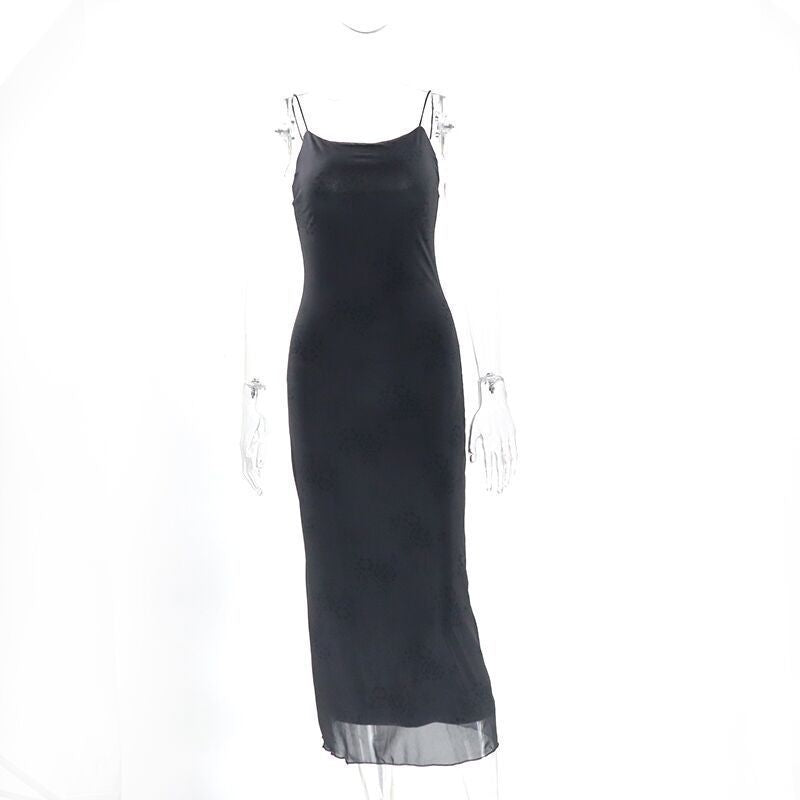 Damen Satin Maxikleid mit feinen Spaghetti-Trägern und elegantem Schnitt EB