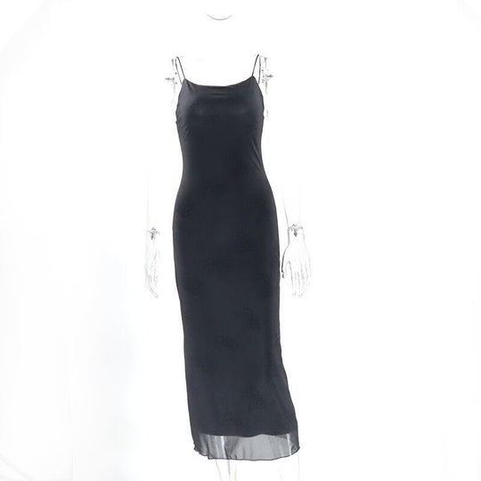 Damen Satin Maxikleid mit feinen Spaghetti-Trägern und elegantem Schnitt EB