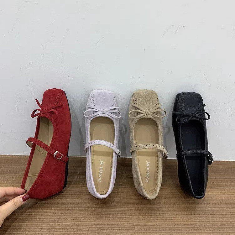 Damen elegante Ballerinas mit dekorativen Schleifen und komfortablem Riemchen EB