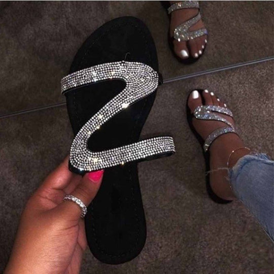 Damen Glitzernde Riemchensandalen mit komfortablem Fußbett und rutschfester Sohle EB