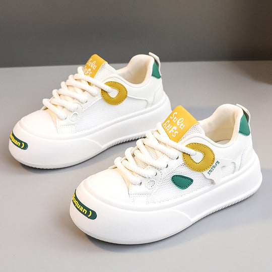 Damen Sportliche Plateau Sneakers mit atmungsaktivem Mesh-Obermaterial und dämpfender Sohle EB