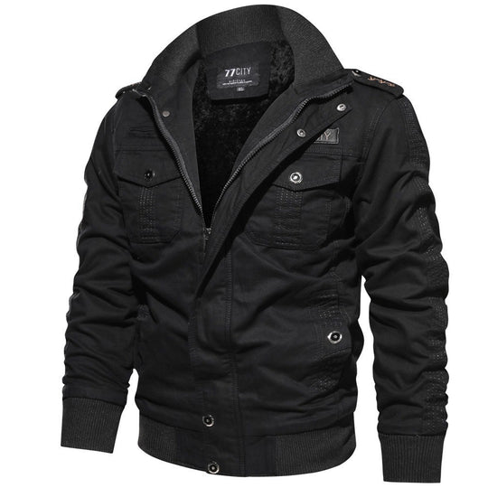 Herren  militärisch inspiriertes Bomber-Fieldjacke mit Epauletten, verdecktem Reißverschluss und Klappbrusttaschen EB