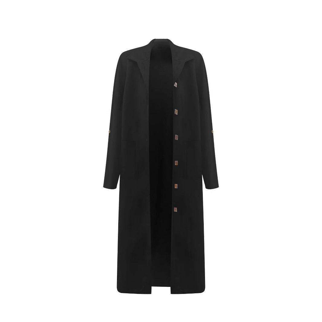 Damen Oversized Mantel mit klassischem Revers und Knopfdetails EB