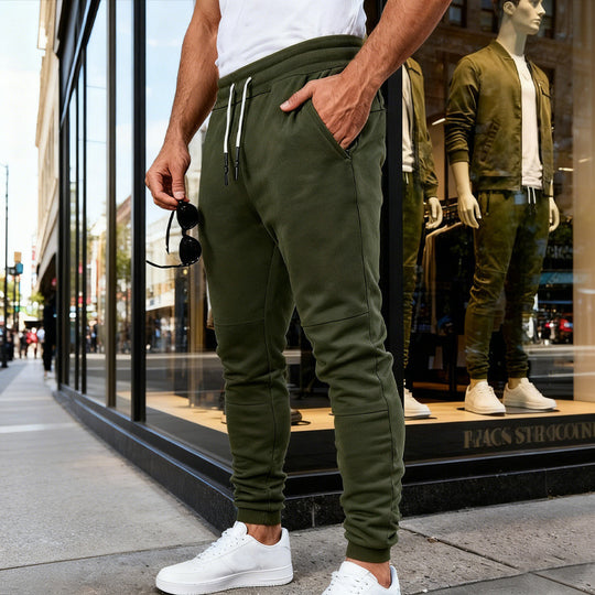 Herren nan tapered Jogginghose mit Kniepasse, elastischem Tunnelzugbund und Reißverschlusstaschen EB