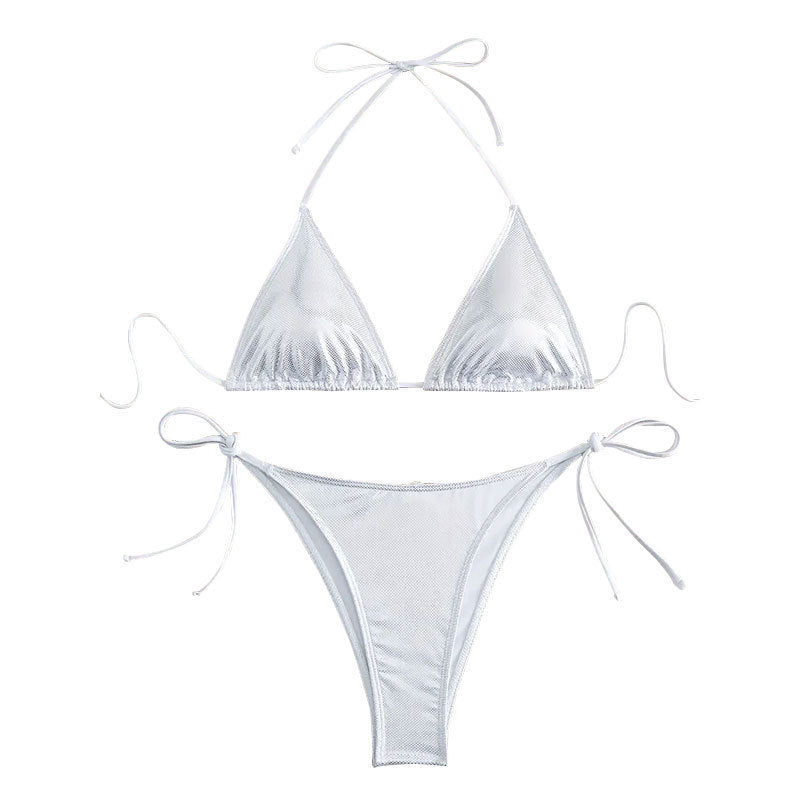 Damen Triangel-Bikini mit glitzerndem Netzdesign EB