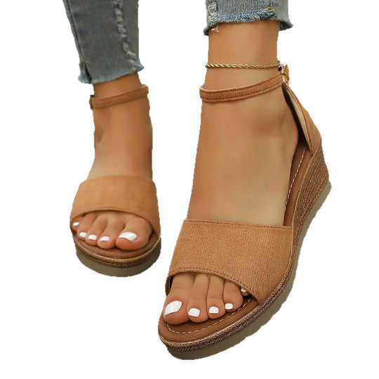 Damen Wedge-Sandalen mit verstellbarem Riemendesign und luxus Akzent EB