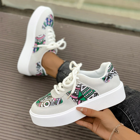 Damen modische Plateau-Sneaker mit auffälligem Design EB