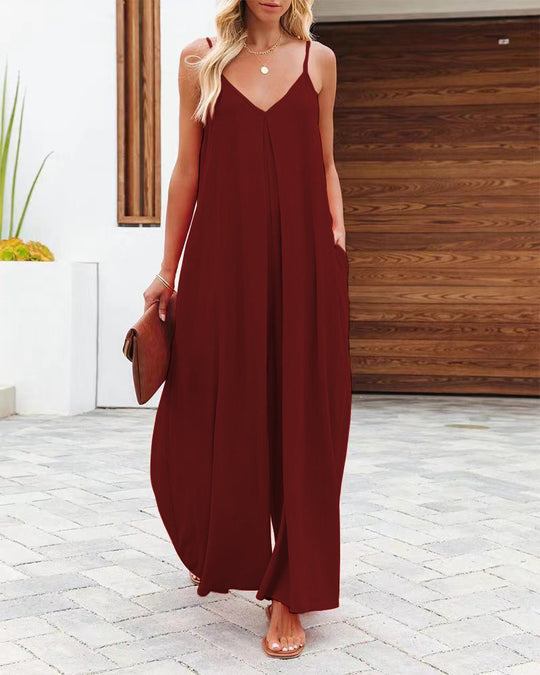 Damen Maxikleid mit v-ausschnitt und fließendem Schnitt EB