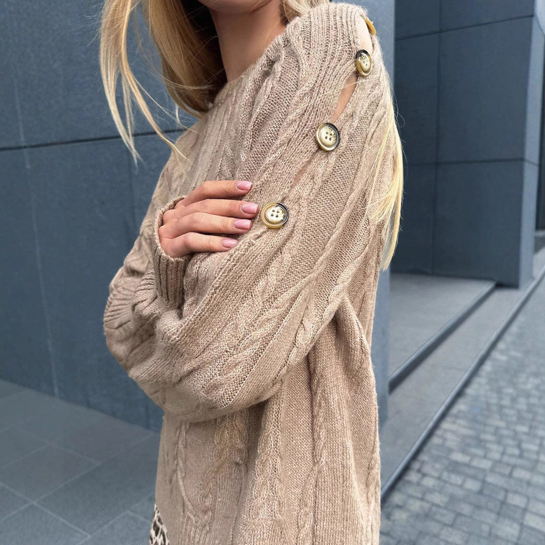 Damen Pullover mit Kabelstrickmuster und lässigem Schnitt EB