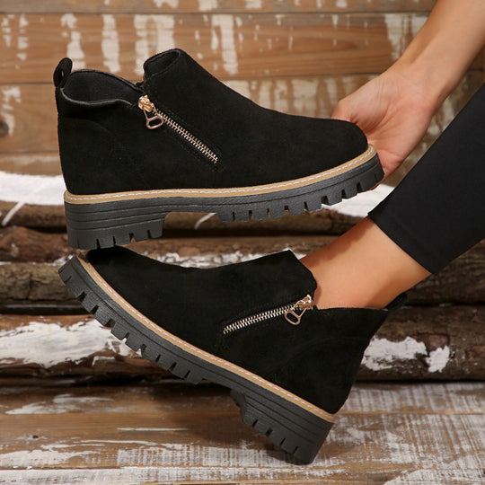 Damen Trendige Chelsea-Boots mit seitlichem Reißverschluss und rutschfester Sohle EB