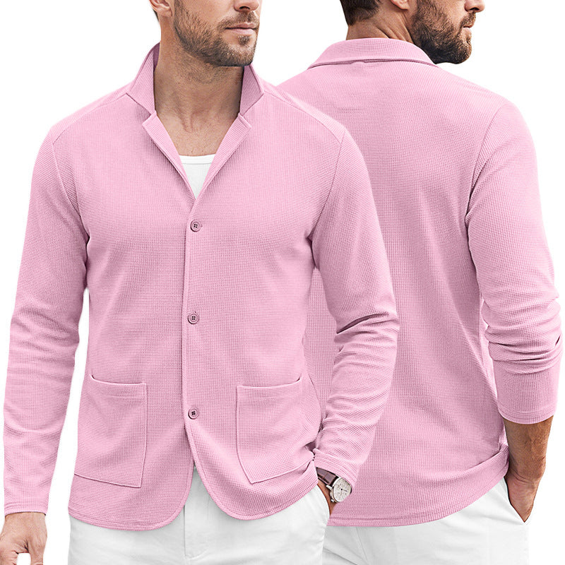 Herren Strickblazer-Cardigan mit Strukturstrick und aufgesetzten Taschen EB