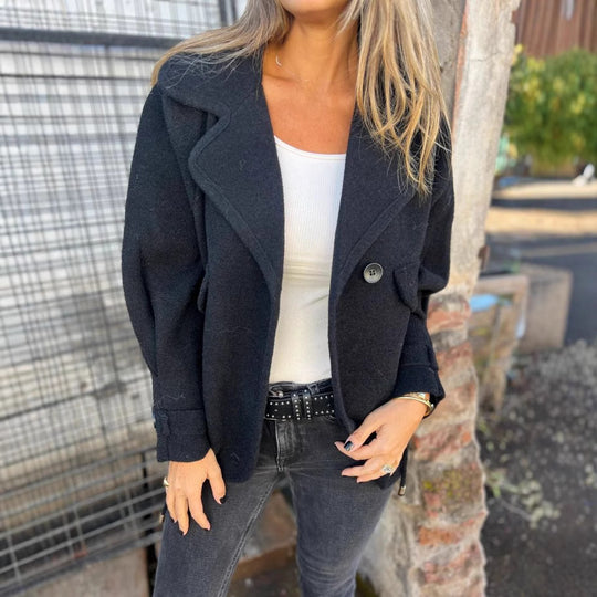 Damen Oversized Nachtjacke aus weichem Wollmix mit praktischen Taschen EB