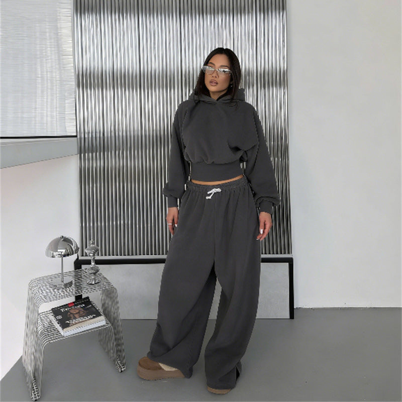Damen Crop-Hoodie und Jogginghose Set EB
