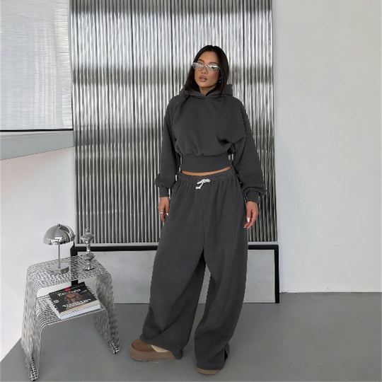 Damen Crop-Hoodie und Jogginghose Set EB