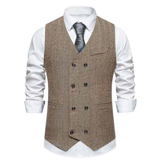 Herren elegante Doppelreiher-Weste im strukturierten Design EB