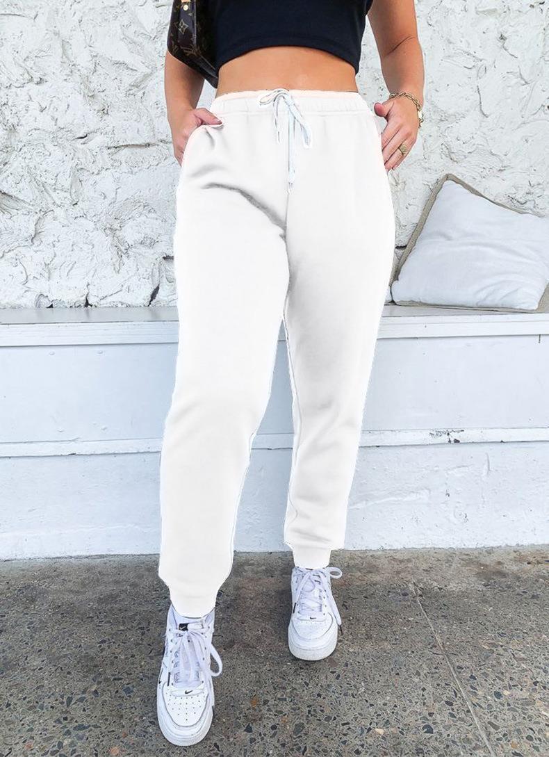 Damen nan taillenhohe tapered Jogginghose mit elastischem Komfortbund, verstellbarem Kordelzug und tiefen Eingrifftaschen EB