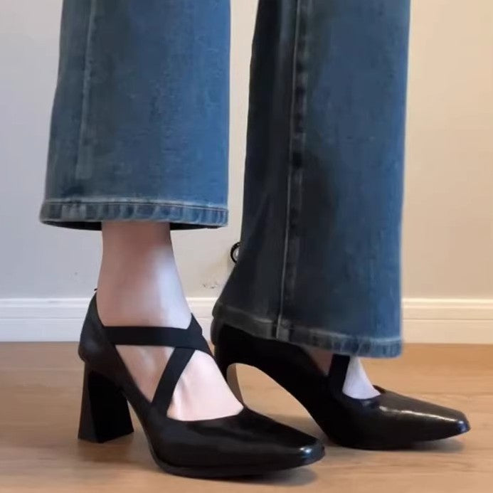 Damen elegante Slingback-Pumps mit modischem Riemendesign und komfortablem Blockabsatz EB