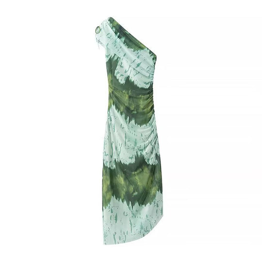 Damen One-Shoulder Kleid mit raffinierten Rüschendetails EB