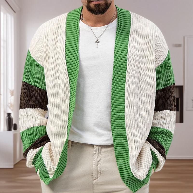 Herren Strickjacke mit modernem Farbblock-Design EB