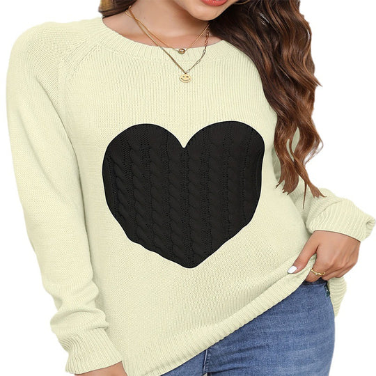 Damen Strickpullover mit Herzdesign und feiner Struktur EB