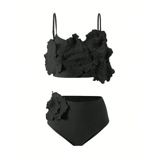 Damen Bikini-Set mit floralem Oberteil und hoch geschnittenem Höschen EB
