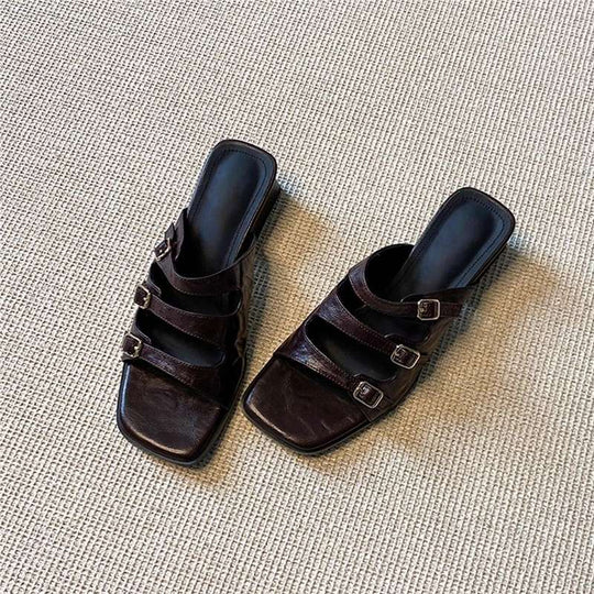Damen modische Slingback Sandalen mit dekorativen Riemen und eleganten Schnallen EB