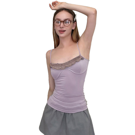 Damen Top mit raffiniertem Rüschensaum und verstellbaren Trägern EB