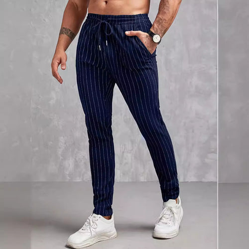 Herren moderne Lounge-Hose mit elastischem Bund und dekorativen Streifen EB