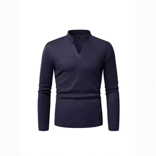 Herren Langarmshirt mit modernem Stehkragen und strukturiertem Design EB