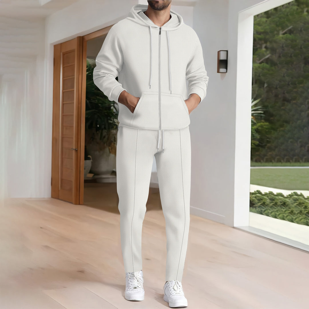 Herren nan Struktur-Fleece Zip-Hoodie mit Kängurutaschen und schmal zulaufender Jogginghose EB