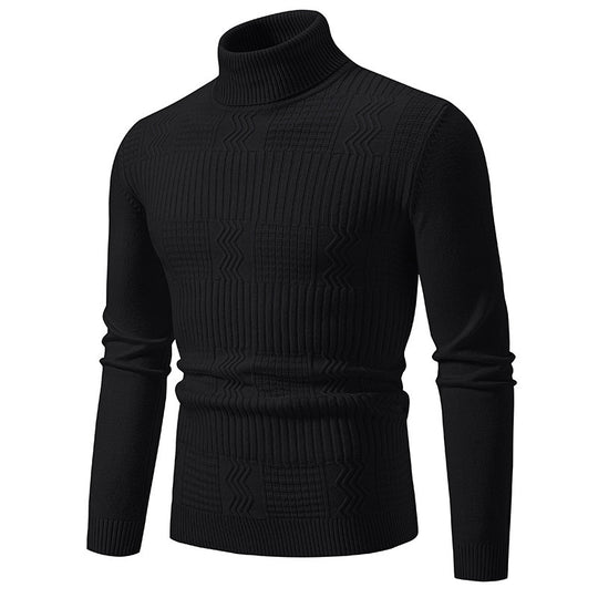 Herren nan strukturierter Rollkragenpullover aus feinem Strickmix mit körpernaher Passform EB