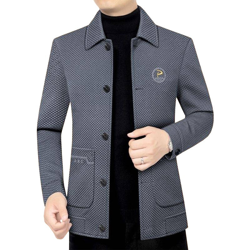 Herren Strukturierte Übergangsjacke mit Reverskragen und aufgesetzten Taschen EB