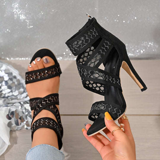 Damen Hochhackige Sandalen mit eleganten Riemen und modischem Design EB