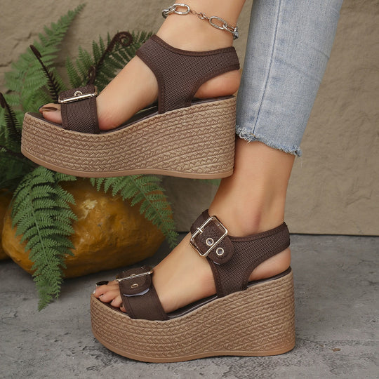 Damen Plattform-Sandalen aus atmungsaktivem Material EB