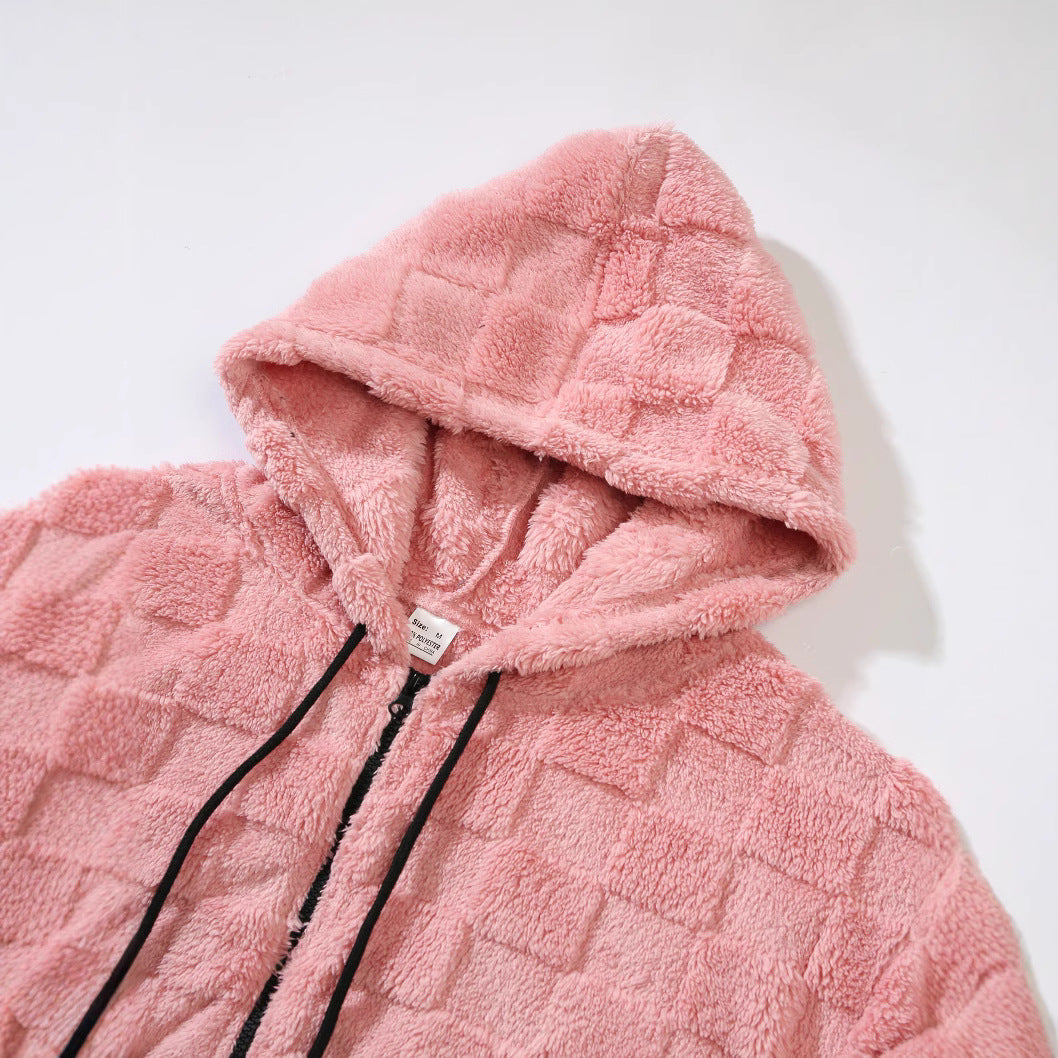 Damen Flauschige Fleecejacke mit Kapuze EB