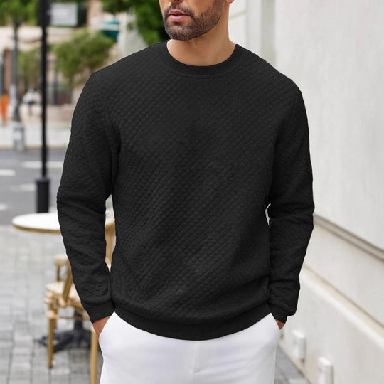 Herren nan gesteppter Sweatpullover mit Rautensteppung, geripptem Kragen und komfortablem Regular Fit EB