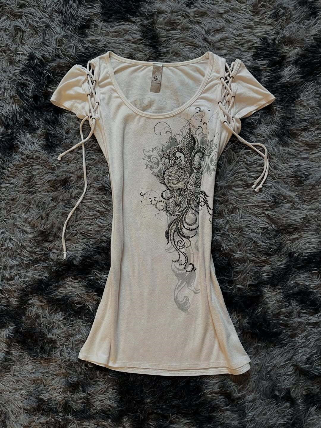 Damen Elegantes T-Shirt mit dekorativen Schnürdetails EB