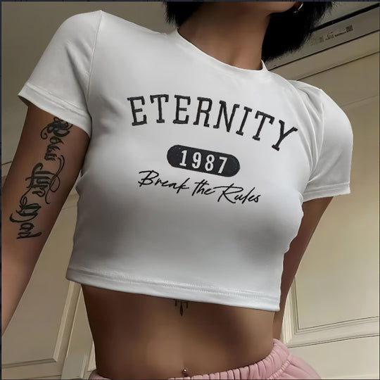 Damen Crop-Top mit innovativem Spinnen-Netz-Design EB