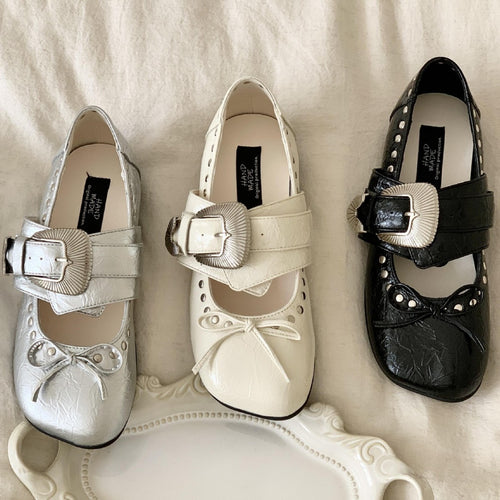Damen elegante Ballerinas mit hochwertiger Schnalle EB