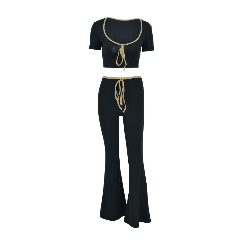 Damen modisches cropped Oberteil mit weitem Hosenansatz EB