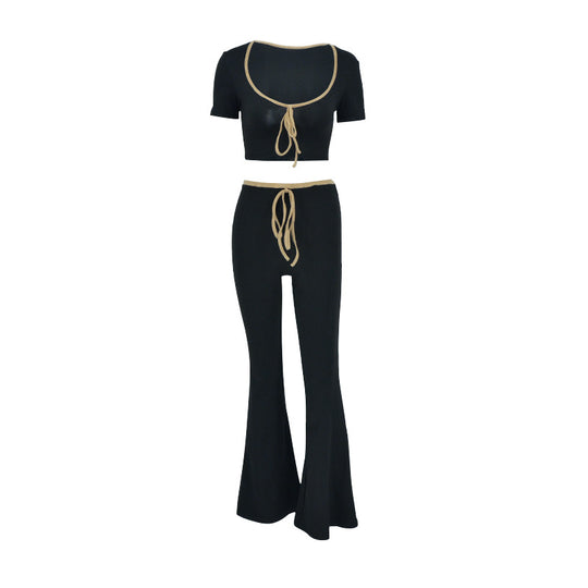 Damen modisches cropped Oberteil mit weitem Hosenansatz EB