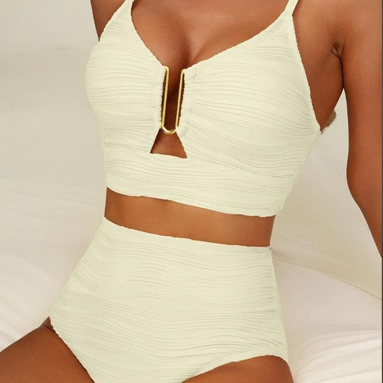 Damen Hochtailliertes Bikini-Set mit modischem Cut-Out EB