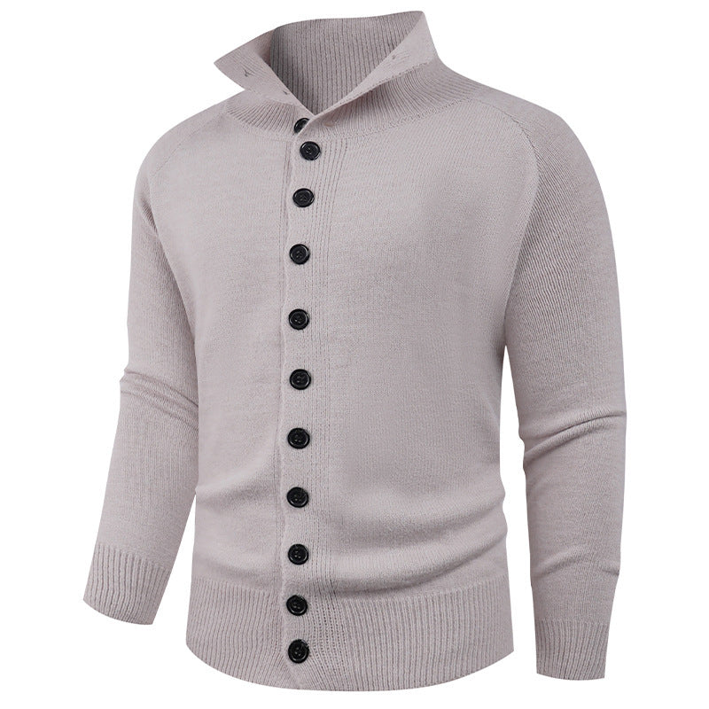 Herren Strickpullover mit hohem Kragen und Knopfverschluss EB