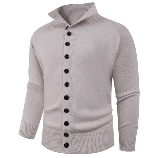 Herren Strickpullover mit hohem Kragen und Knopfverschluss EB
