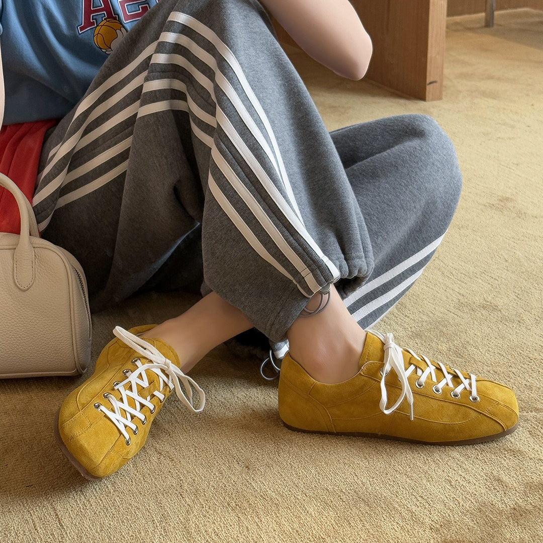 Damen sportliche Wildleder Sneakers im Retro-Design mit hervorragender Dämpfung EB
