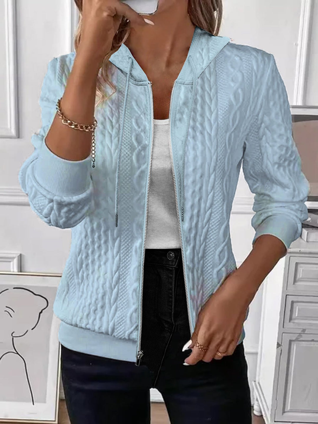 Damen Strickjacke mit Kapuze EB