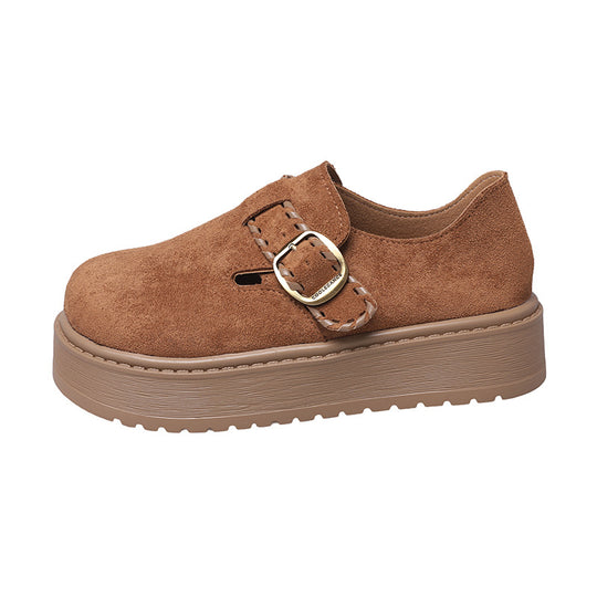 Damen Clogs mit modischem Schnallenverschluss und dickem Plateau-Heel EB
