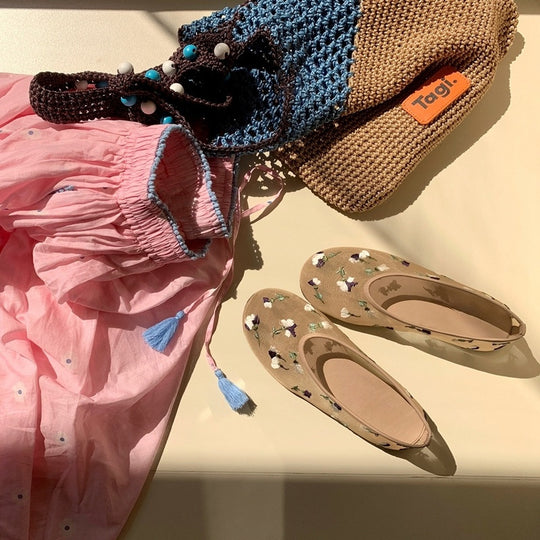 Damen Ballerinas mit floralem Stickdesign und flexiblem Komfort EB