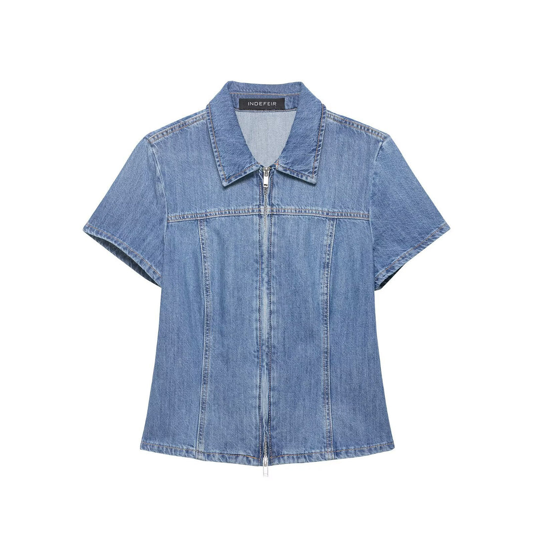 Damen Jeansjacke mit kurzem Schnitt und praktischer Reißverschlussfunktion EB