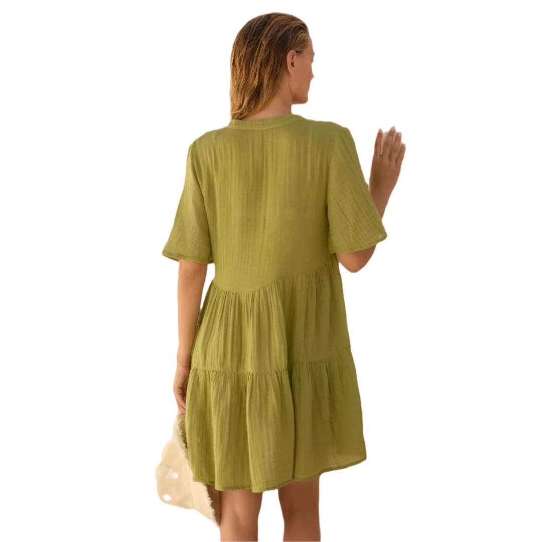 Damen Tunika-Kleid mit weitem Schnitt und V-Ausschnitt EB